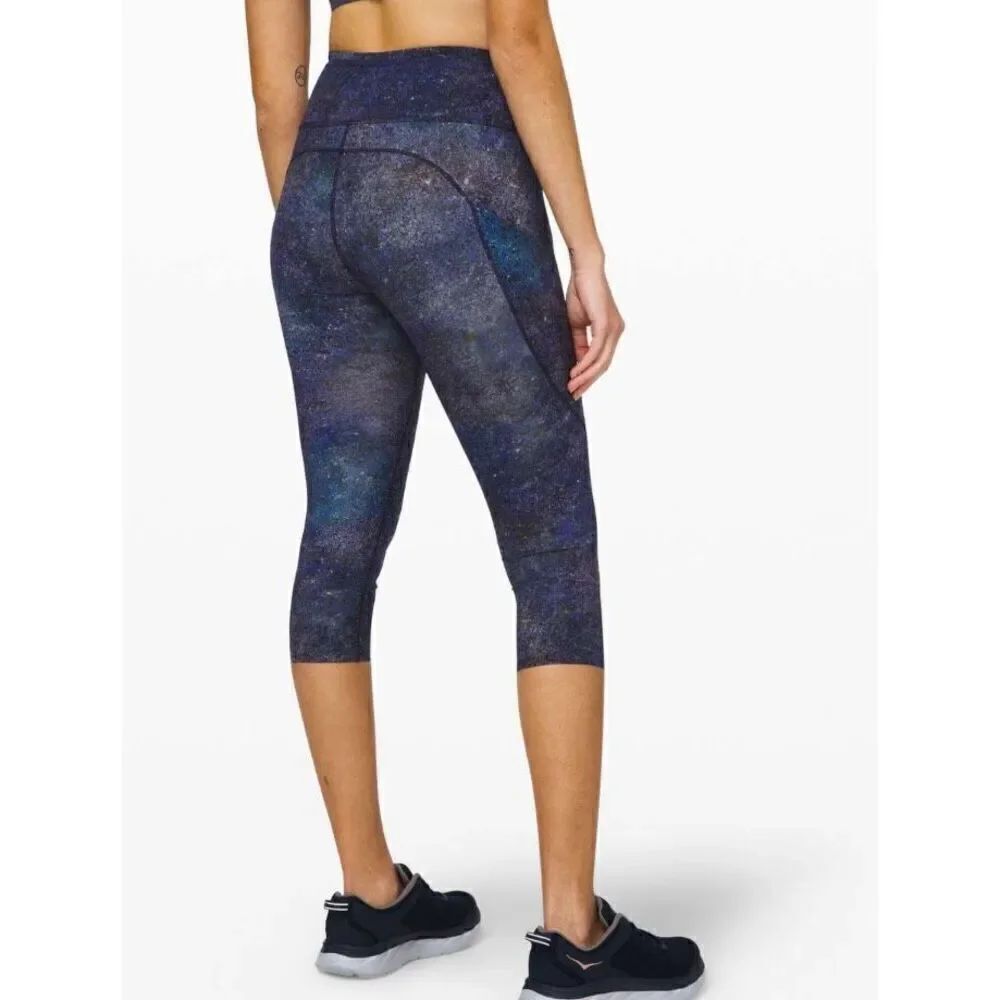 Lululemon Fast and Free High-Rise Crop II Nulux Polar Lights Blue Multi Size 0
